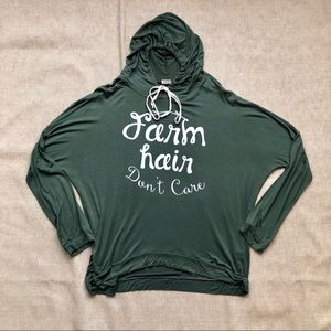 Pink Foot green wide neck hoodie